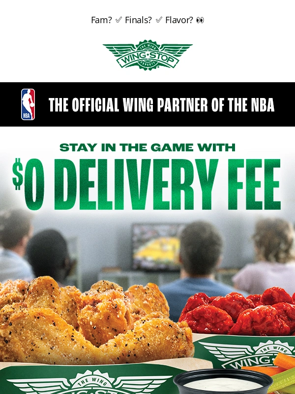 WingStop - ? GAME 3 ? Post up with $0 Delivery Fee! ??