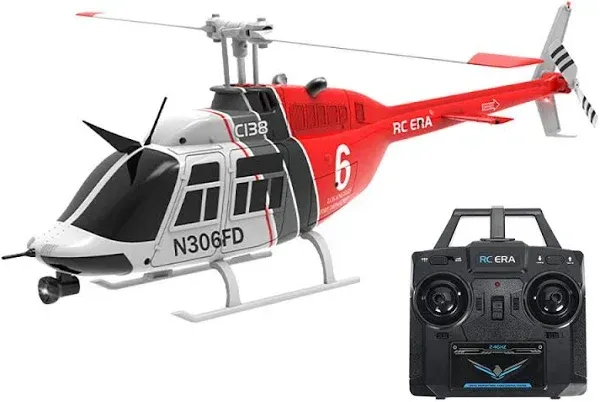 RC ERA C138 Bell 206 2.4G 6CH 6-Axis Gyro 1:33 Scale Altitude Hold Flybarless RC Helicopter RTF - Blue Without Optical Flow Localization with 2 Batteries Master Control