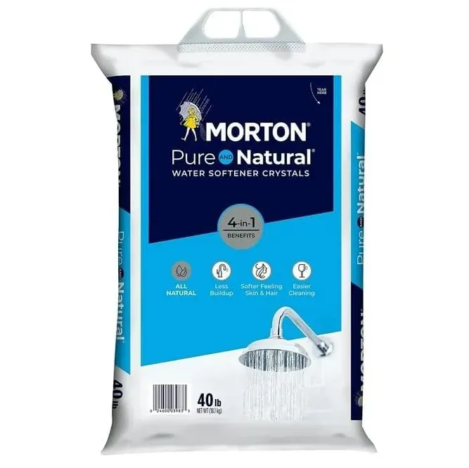 Morton Salt Pure and Natural Water Softening Crystals, 40 lbs Bag, White- LuxeLeaf (Pack (1)