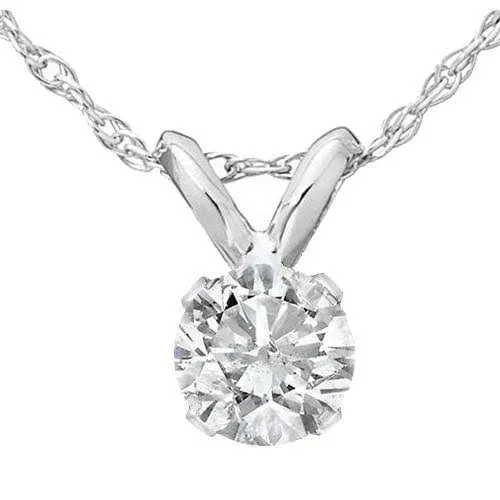 Pompeii3 1/2ct 14k Gold Round Cut Real Diamond Solitaire Pendant Necklace