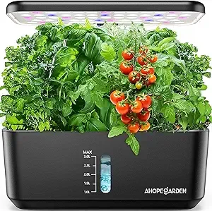 Ahopegarden Indoor Garden Hydroponics Growing System: 10 Pods Plant Germination Kit Aeroponic Herb Vegetable Growth Lamp Countertop with LED Grow Light - Hydrophonic Planter Grower Harvest Lettuce