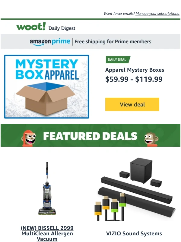 Woot - Daily Digest: Apparel Mystery Boxes and more