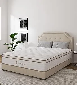 Queen Mattress,12 Inch Memory Foam Hybrid Mattresses in a Box with Individual Pocket Spring,for Pressure Relief & Motion Isolation Queen Size Mattress,CertiPUR-US.