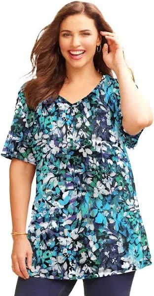Plus Size Women's Easy Fit Short Sleeve V-Neck Tee by Catherines