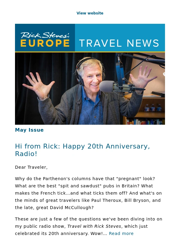 Rick Steves - May Travel News: Happy 20th Anniversary,Radio!