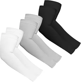 whhyddu 3 pairs Sun Protection Sleeves, Cooling Arm Sleeves Men Women Compression for Golf Volleyball Football Garde