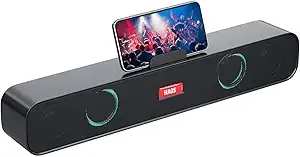 HI-PLANX Speakers with Phone Holder,Stereo Sound Bar Laptop Speaker for Desktop/Laptop/PC/Pad/Cellphone, Colorful Gradient Lighting Soundbar, USB Desktop Speaker Plug and Play