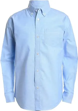 IZOD Boys' Little Long Sleeve Solid Button-Down Collared Oxford Shirt with Chest Pocket (Size: 4 in Ox Blue)