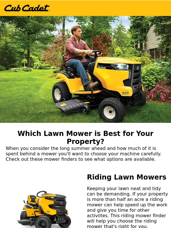 Cub Cadet - Choose the Best Lawn Mower For Your Property