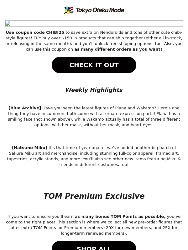Tokyo Otaku Mode -  Save on Nendoroids & chibi figures! - Weekly Round Up