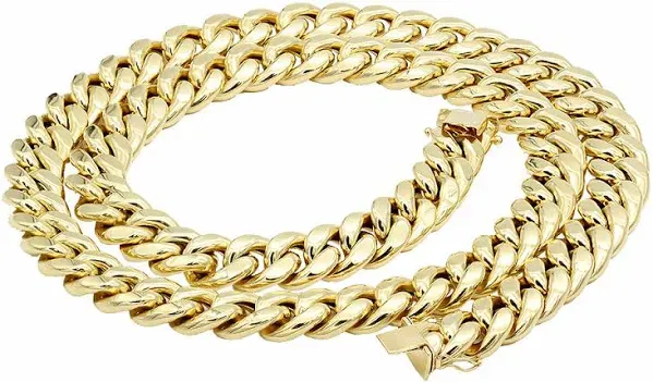 Men's Gold Chain 14K Yellow Gold Solid Miami Cuban Link Chain 3mm-9mm | ItsHot