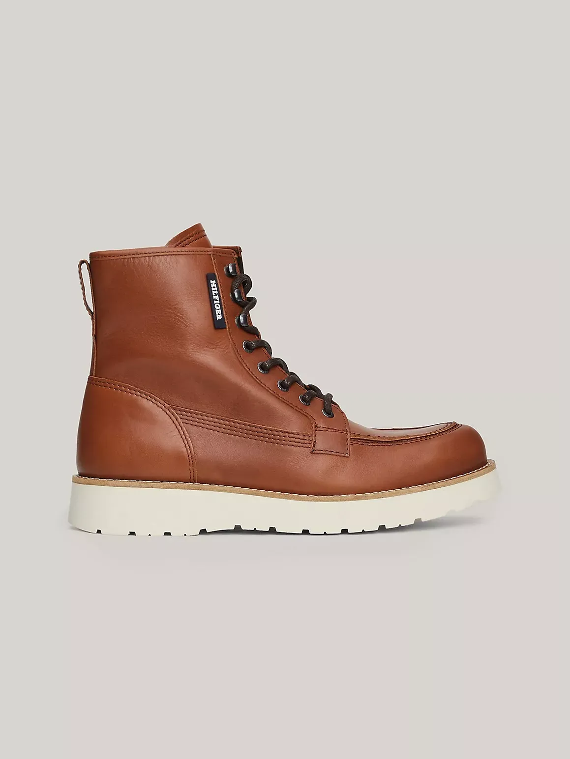 Tommy Hilfiger Men's Lace-Up Leather Chunky Boot - Brown - US 7.5 / EU 40