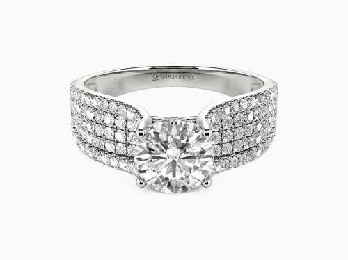 Drunk in Love" Round Cut Side Stone Engagement Ring
