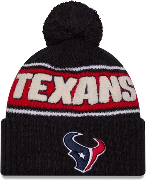 New Era Men's Houston Texans 2024 Sideline Sport Knit Hat with Pom