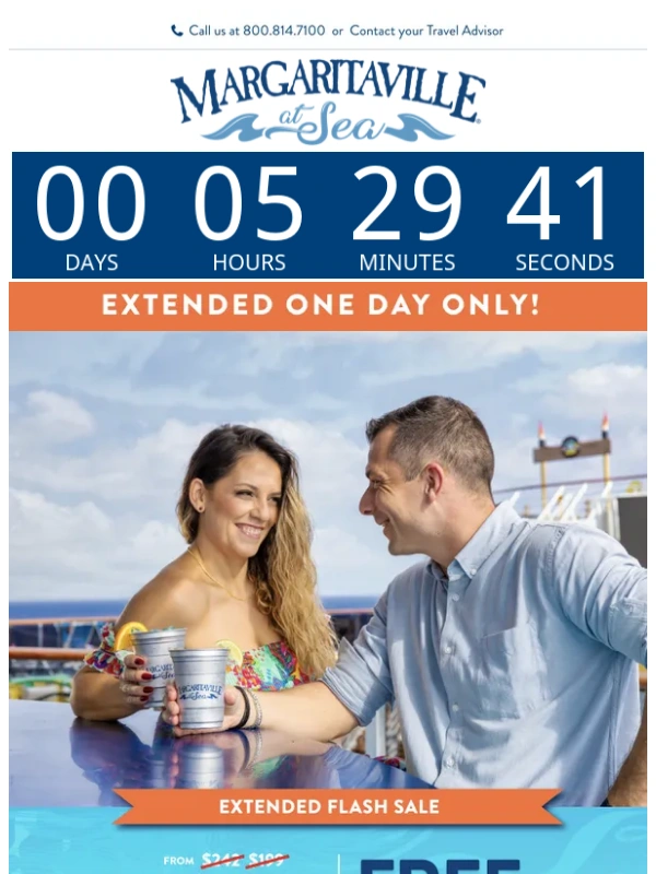 Margaritaville At Sea - Flash Sale Ends Tonight. Cruise for $169. Now or Never!