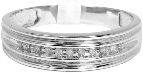 10K White Gold Men's Diamond Engagement Wedding Band Ring