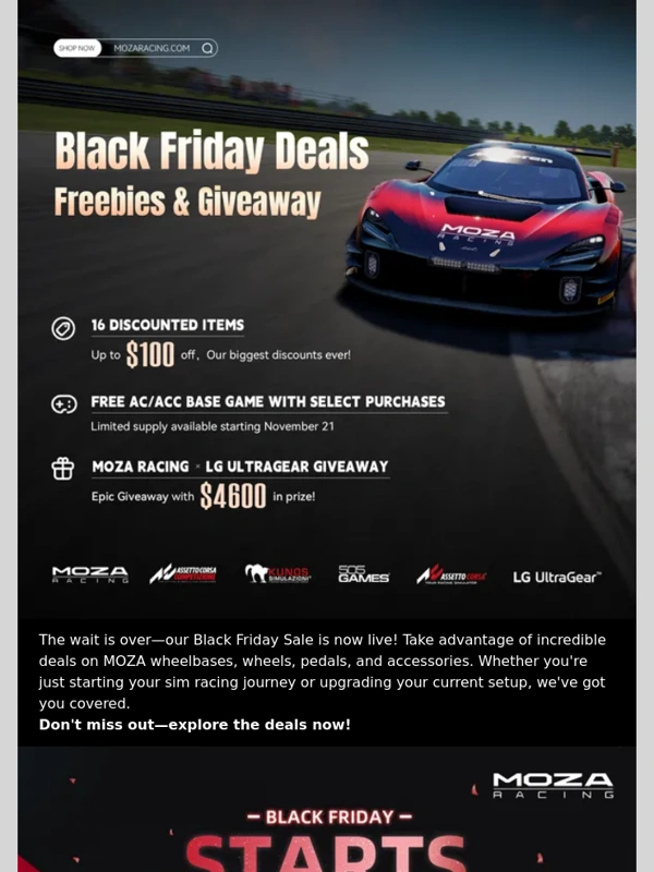 Moza Racing - MOZA Racing Black Friday Deals Are Live – Now With More Discounted Items!