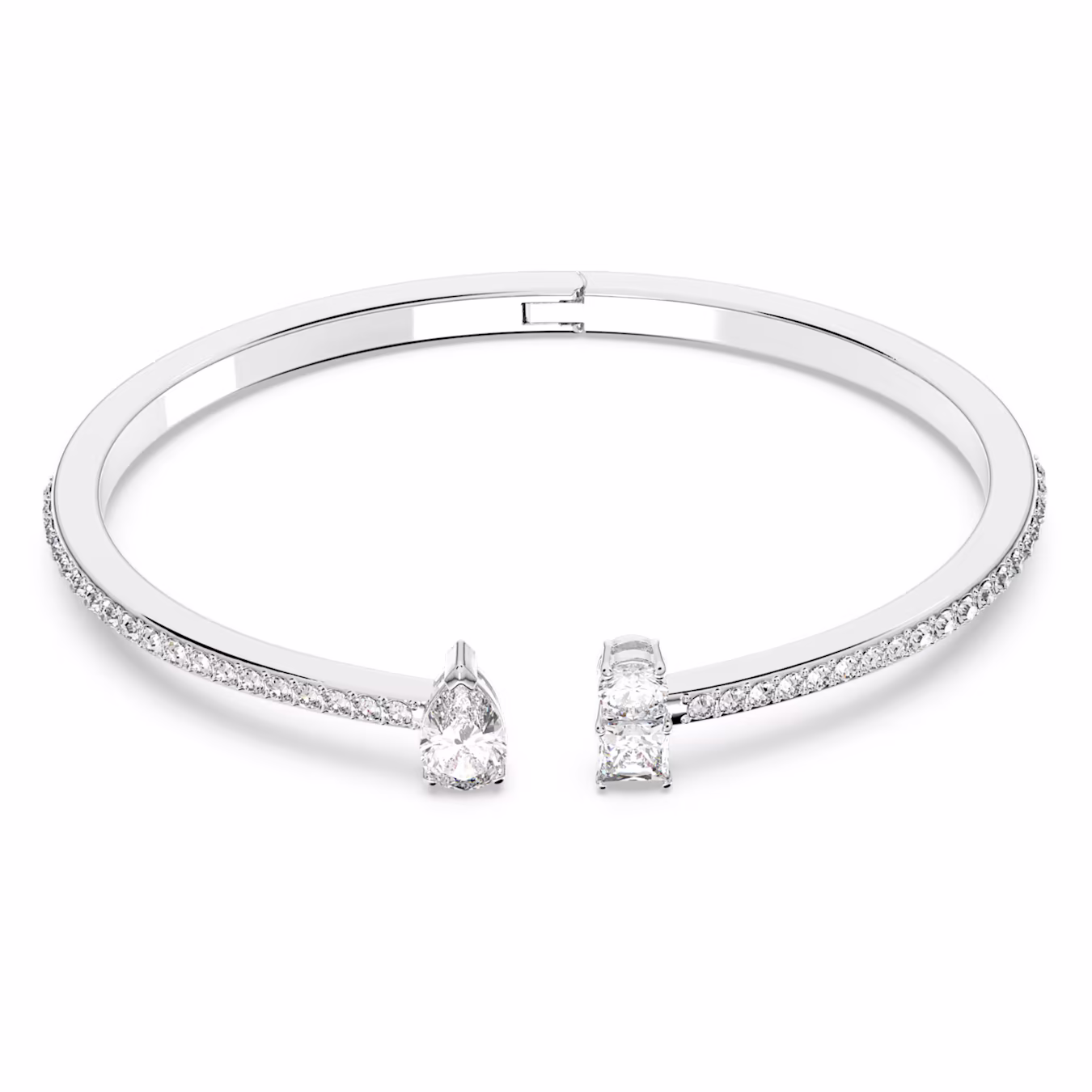 Mesmera Attract cuff Mixed cuts, White, Rhodium plated