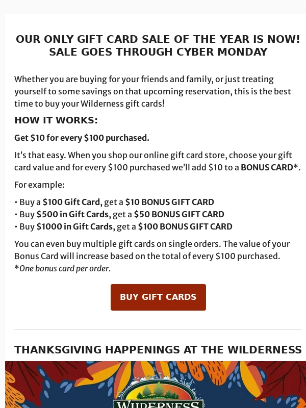 Wisconsin Dells - ? OUR ONLY GIFT CARD SALE OF THE YEAR! ?