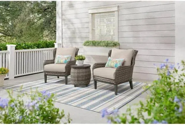 Hampton Bay Cooper Lake 3pc Wicker Patio Conversation Set