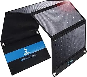 [Upgraded] BigBlue 3 USB Ports 28W Solar Charger(5V/4.8A Max), Portable Foldable Solar Panel for Camping, IP44 Waterproof, Compatible with iPhone 11/XS/XS Max/XR/X/8/7, iPad, Samsung Galaxy LG etc.