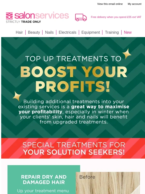 Salon Services - Top up Treatments to boost your profits