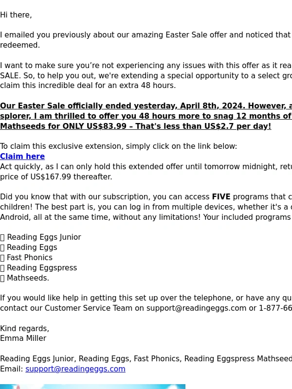 Reading Eggs - ? Extra special offer for you