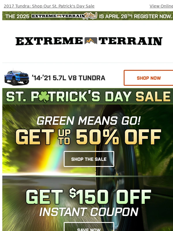ExtremeTerrain - Up to 50% Off - It's Your Lucky Day? Tundra Savings Inside!