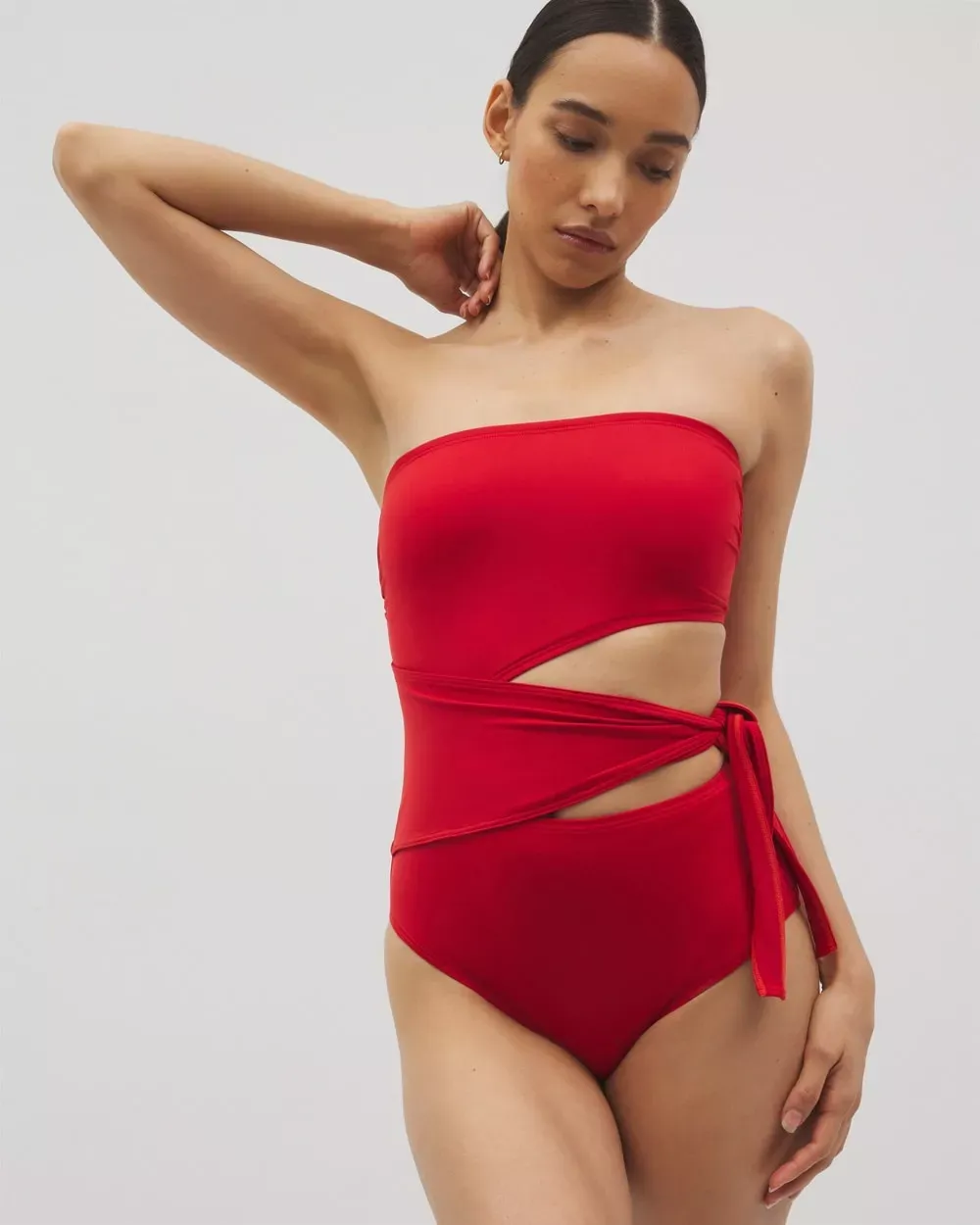 Women's Soma Swim Bandeau Cutout One Piece in Red size 4 - Women - Barbados Cherry - 4