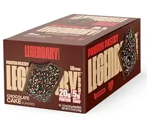 Legendary Foods 20g Protein Pastry - Low Carb Meal Replacement Bar - Low Glycemic, Gluten Free Protien Snacks - Healthy Keto Snack Box, 10x Zero Sugar Energy Bars - Bariatric Diabetic Friendly