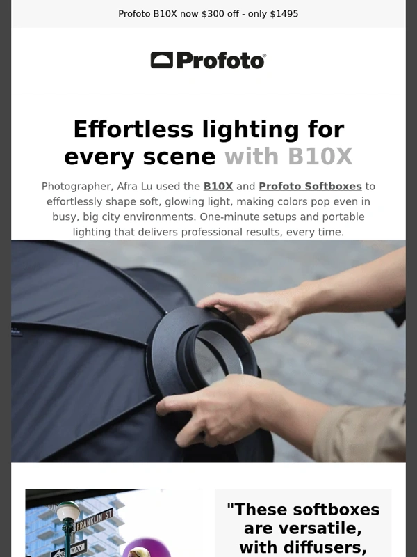 Profoto - One-minute setups,flawless soft light anywhere