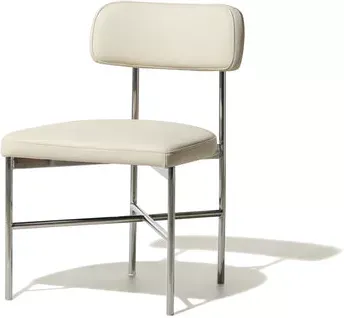 Industry West Yarra Ivory Leather Dining Chair Steel