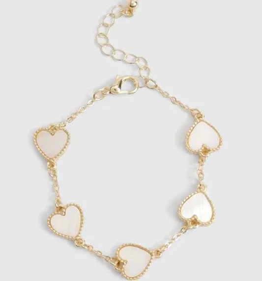 Boohoo Pearl Scattered Heart Bracelet