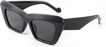 FEISEDY Retro Sunglasses Cat Eye Square for Women Men Vintage 70s 90s UV400 Sun glasses Thick Frame Trendy Shades B2902