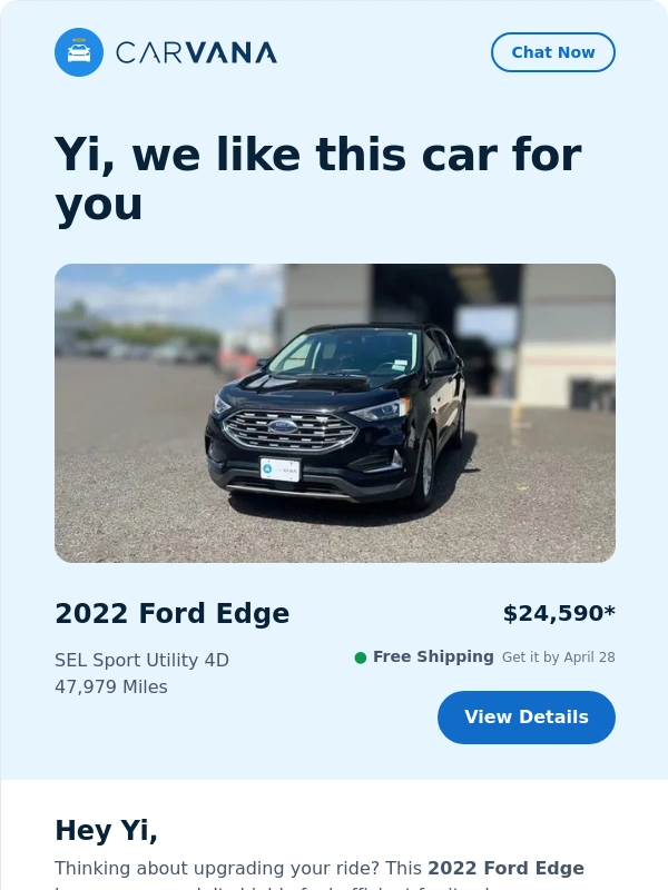 Carvana - A Ford Edge we found for you,Yi!