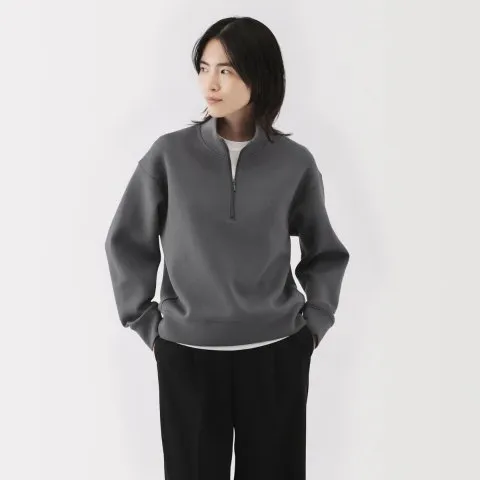 Muji Women's Double Knitted Half Zip Sweatshirt