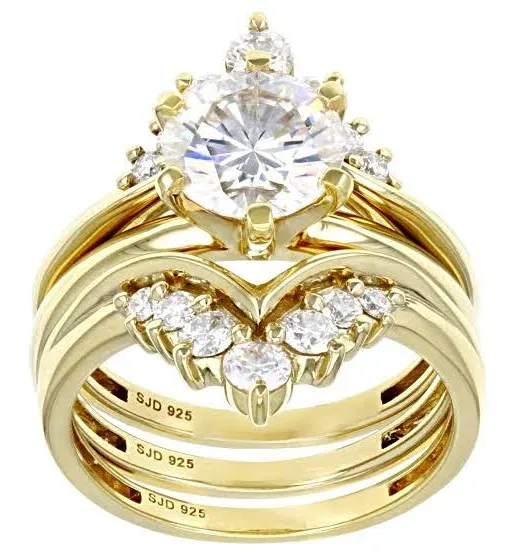14K Yellow Gold Moissanite Dew Ring