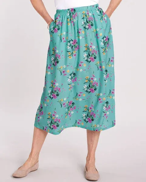 Blair Women's Challis Pull-On Skirt Floral