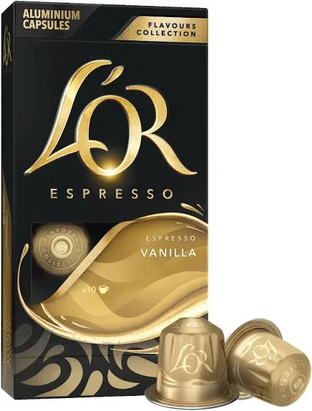 L'OR Espresso Capsules 30 Count Vanilla Single-Serve Aluminum Coffee Capsules Compatible with the L'OR Barista System & *Nespresso Original