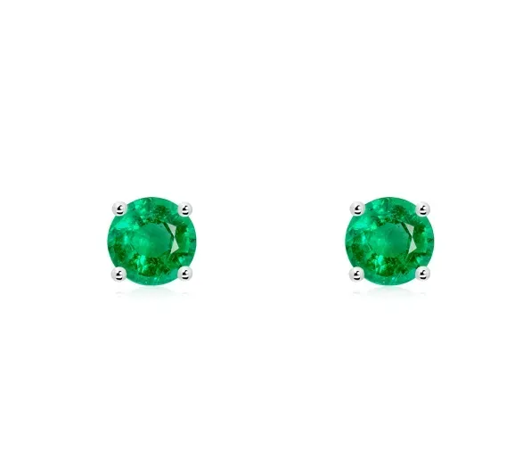 Round Emerald Stud Earrings