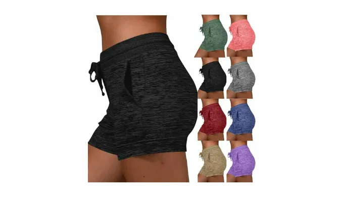 2025 Womens Summer Shorts Trendy Drawstring Loose Yoga Pants Elastic High Waisted Beach Shorts Comfy Short Pants