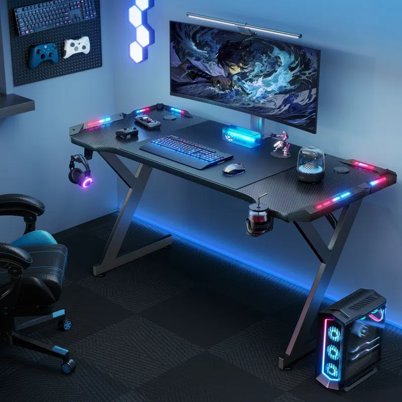 Hldirect Gaming Desk With LED Lights