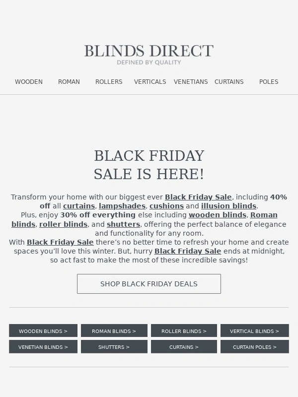 Blinds Direct - The Black Friday Sale you’ve been waiting for! Save up to 40% off