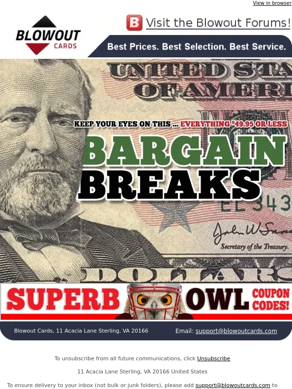 Blowout Cards - BARGAIN BREAKS: Check out 600+ deals under $50 right now!