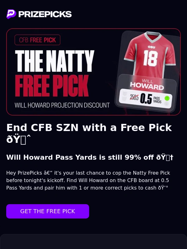 PrizePicks - Natty Free Pick expires tonight,PrizePicks ?
