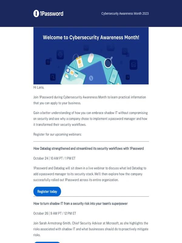 1Password - ?️ You’re invited to Cybersecurity Awareness Month with 1Password