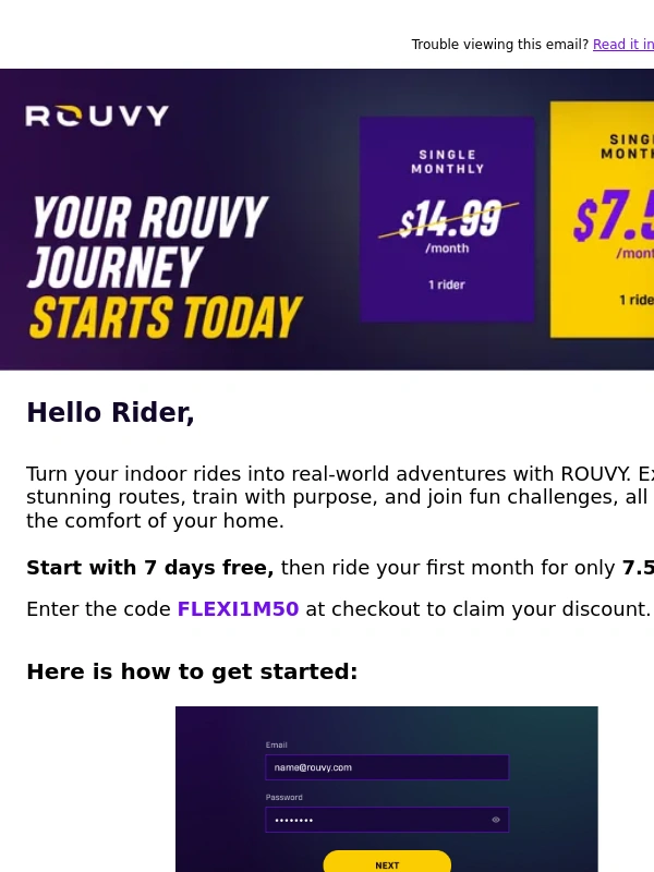 Rouvy - Free trial and 50% off your first month