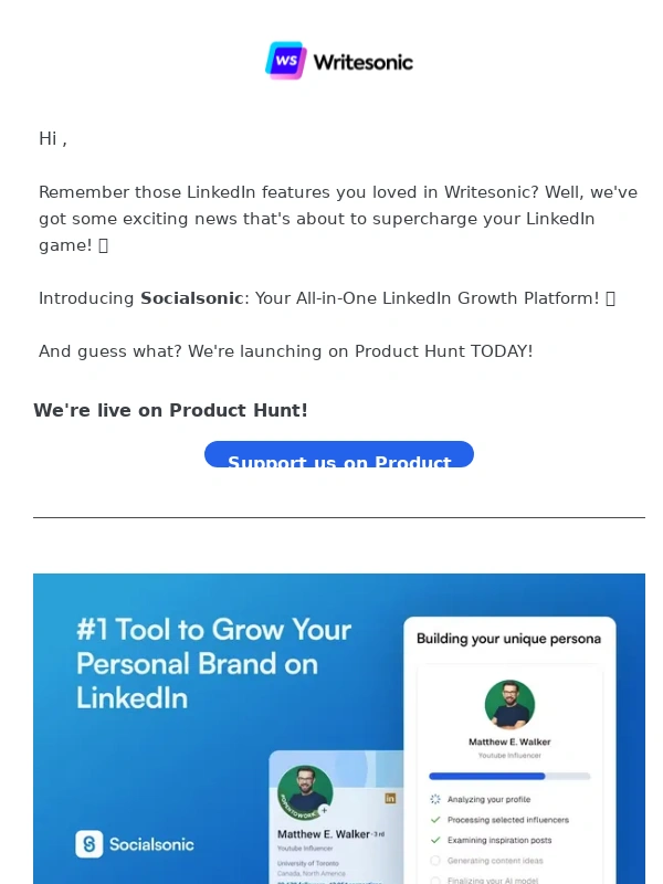 Writesonic - ? Introducing Socialsonic: Your AI LinkedIn Coach to build your Personal brand