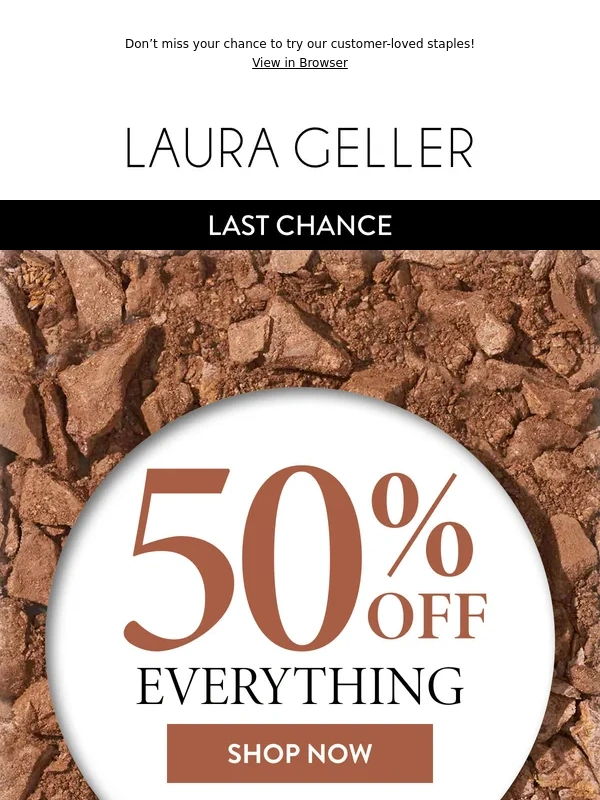 Laura Geller - Your 50% OFF Deal Disappears at Midnight ?
