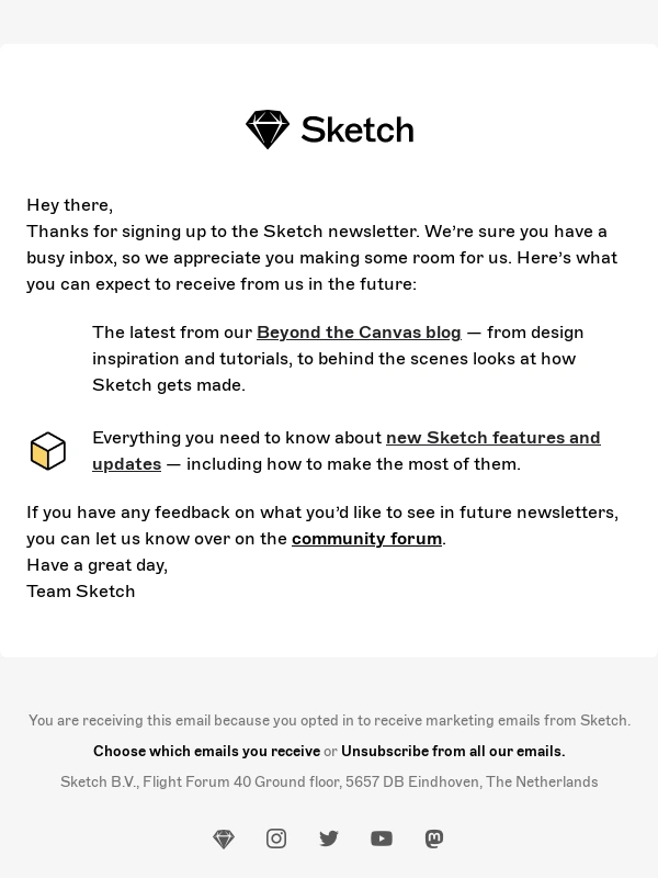 Sketch - Thanks for subscribing